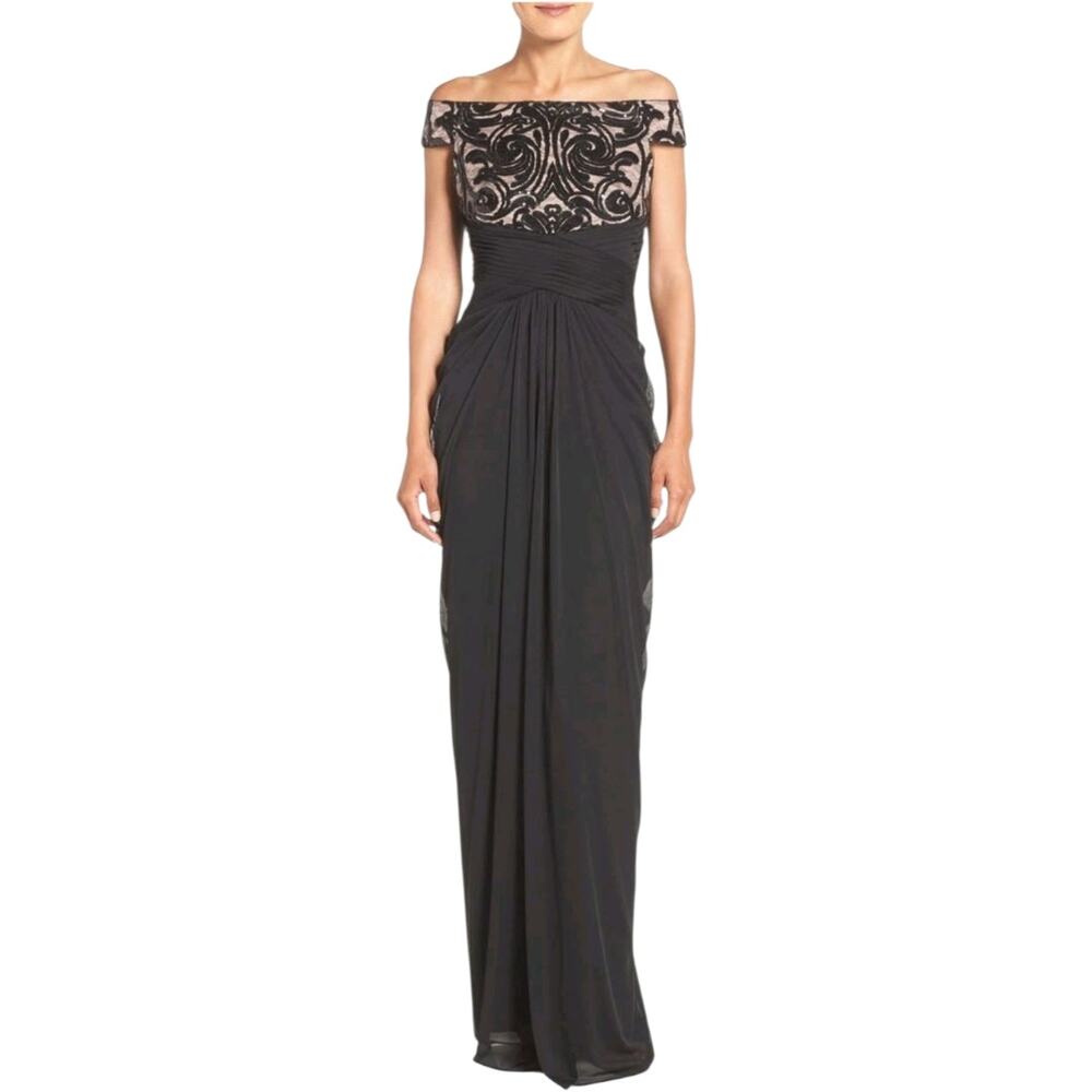 Adrianna Papell Black and beige Maxi Dress